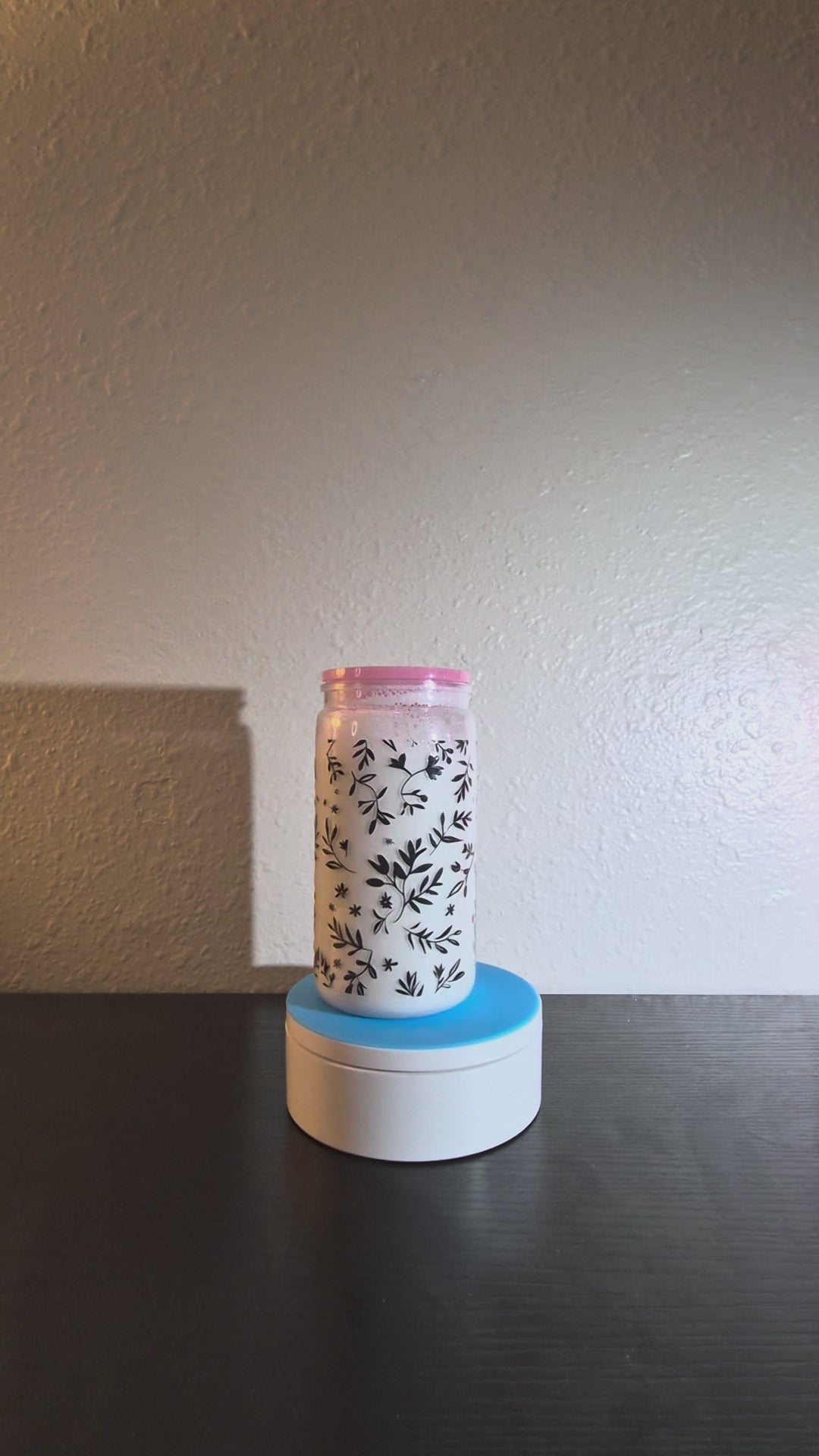 16 Oz floral cow with books