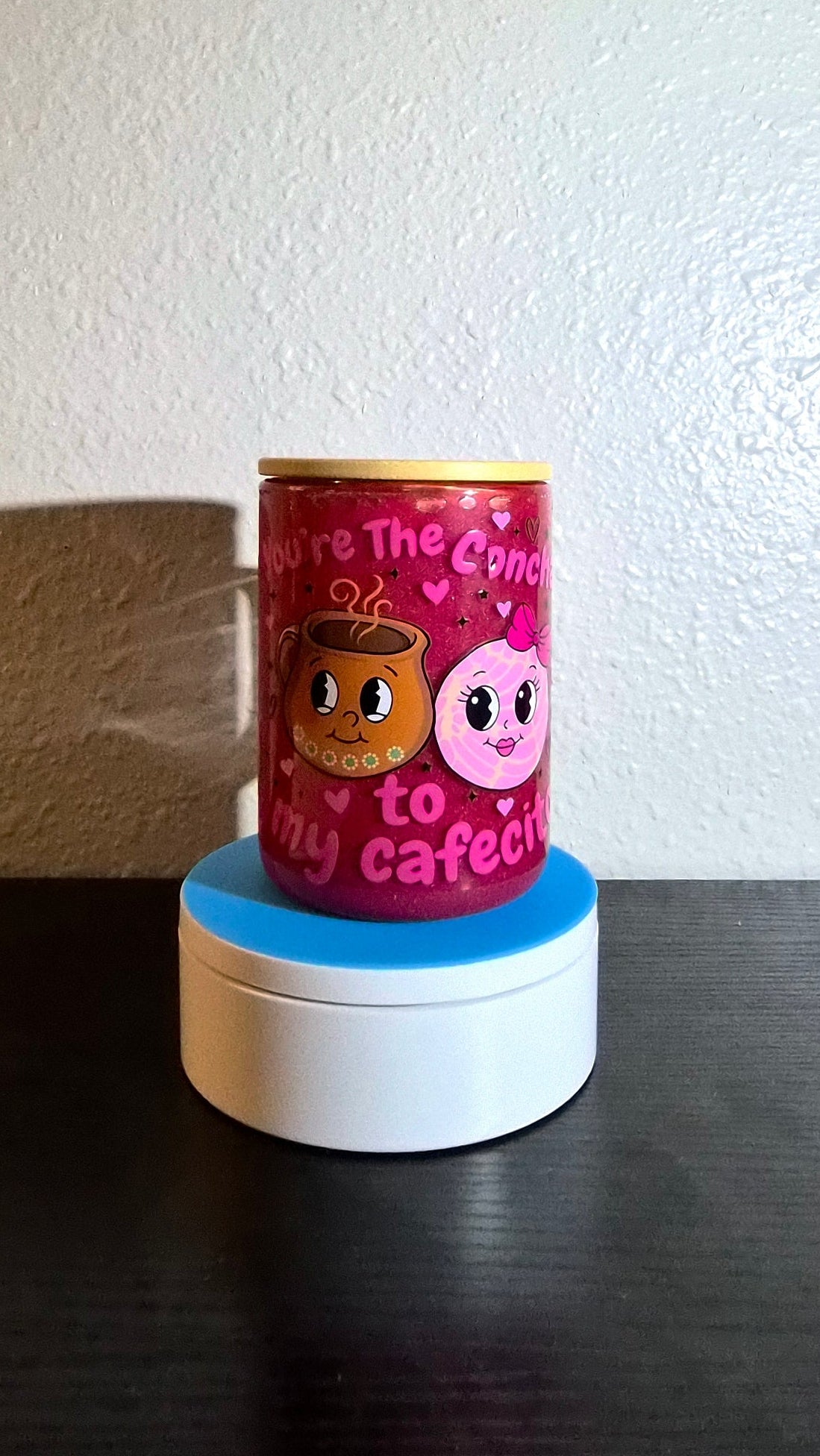 15 oz glass concha coffee mug